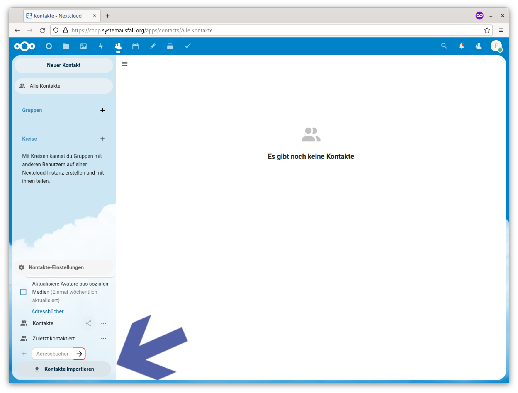 Adressbuch in Nextcloud importieren